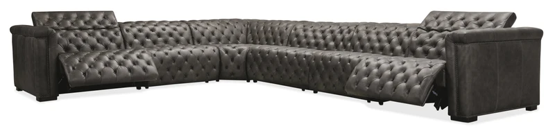 Hooker Furniture - Savion Grandier 6 pc Sectional w/3 PWR Recline PWR Headrest - SS434-G6PS-096 Grey / 130" X 165" X 30"