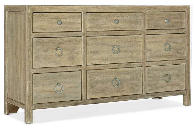 Hooker Furniture - Surfrider Nine-Drawer Dresser - 6015-90202-80 Light Brown / 19" X 68" X 38"