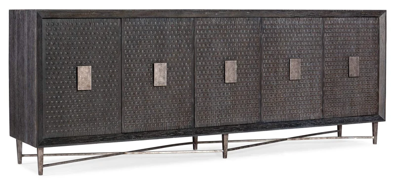 Hooker Furniture - Melange Keenan Five Door Credenza - Dark Wood - 628-85106-96 Dark Wood / 19" X 90" X 34.25"