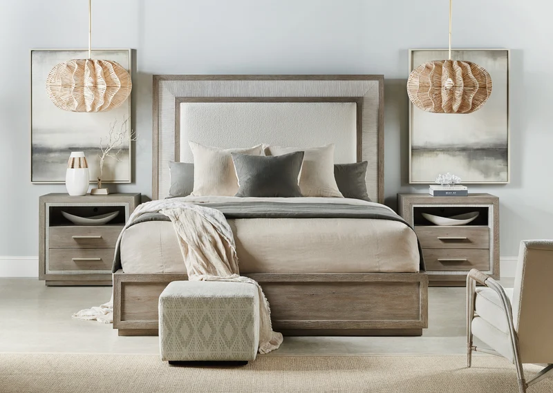 Hooker Furniture - Serenity Rookery King Upholstered Panel Bed - 6350-90266-95 Grey / King