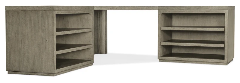 Hooker Furniture - Linville Falls Corner Desk with Two Open Desk Cabinets - 6150-10937-85 Medium Wood / 85" X 85" X 30"
