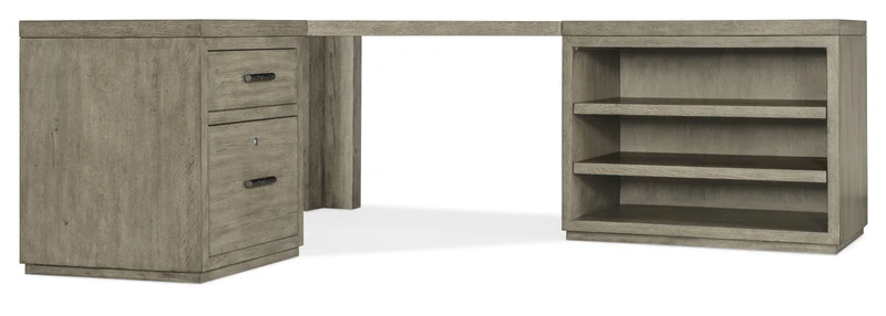 Hooker Furniture - Linville Falls Corner Desk with File and Open Desk Cabinet - 6150-10933-85 Medium Wood / 73" X 85" X 30"