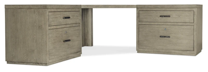 Hooker Furniture - Linville Falls Corner Desk with Two Lateral Files - 6150-10938-85 Grey / 85" X 85" X 30"