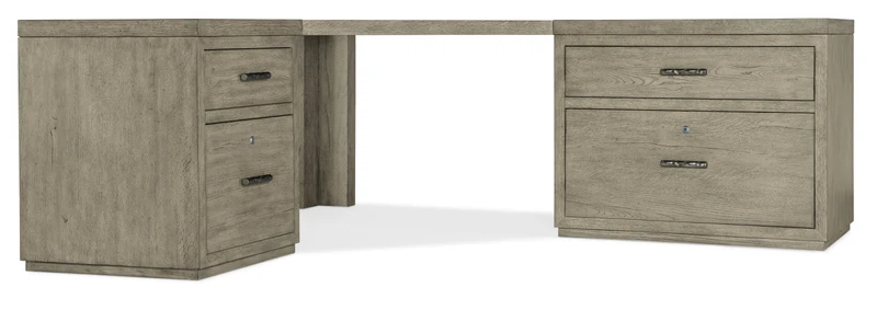 Hooker Furniture - Linville Falls Corner Desk with File and Lateral File - 6150-10935-85 Grey / 73" X 85" X 30"