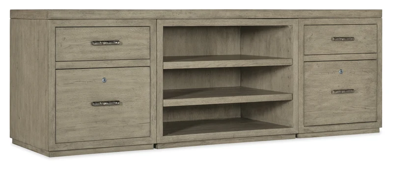 Hooker Furniture - Linville Falls 84" Credenza with Two Files and Open Desk Cabinet - 6150-10918-85 Medium Wood / 24" X 84" X 30"