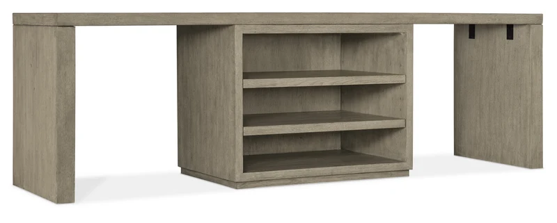 Hooker Furniture - Linville Falls 96" Desk with Centered Open Desk Cabinet - 6150-10925-85 Medium Wood / 24" X 96" X 30"