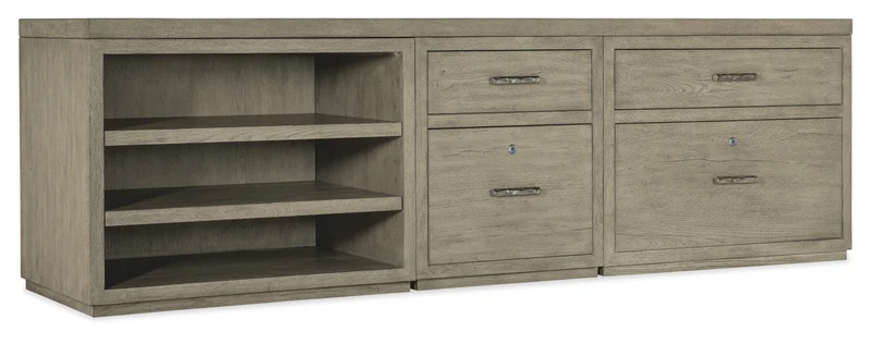 Hooker Furniture - Linville Falls 96" Credenza with File, Lateral File and Open Desk Cabinet - 6150-10929-85 Medium Wood / 24" X 96" X 30"
