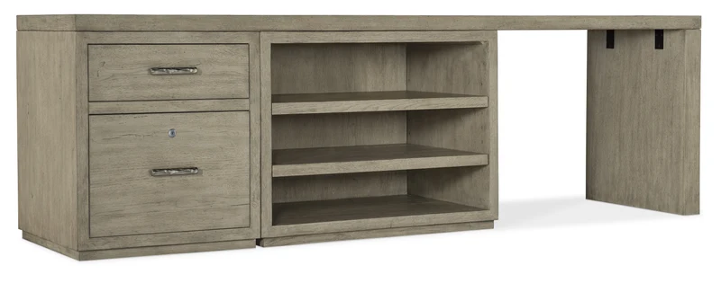 Hooker Furniture - Linville Falls 96" Desk with File and Open Desk Cabinet - 6150-10927-85 Medium Wood / 24" X 96" X 30"