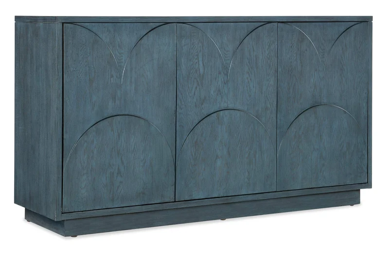 Hooker Furniture - Melange Round Valley Three Door Entertainment Credenza - Blue - 628-55052-45 Blue / 18" X 64" X 36"