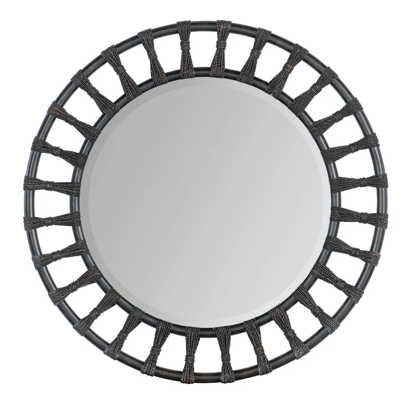 Hooker Furniture - Retreat Pole Rattan Accent Mirror - 6950-90005-99 Dark Wood / 1.5" X 42.25" X 42.25"