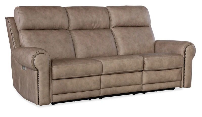 Hooker Furniture - Duncan Power Sofa w/Power Headrest & Lumbar - SS635-PHZL3-082 Light Brown / 41" X 90.5" X 42"