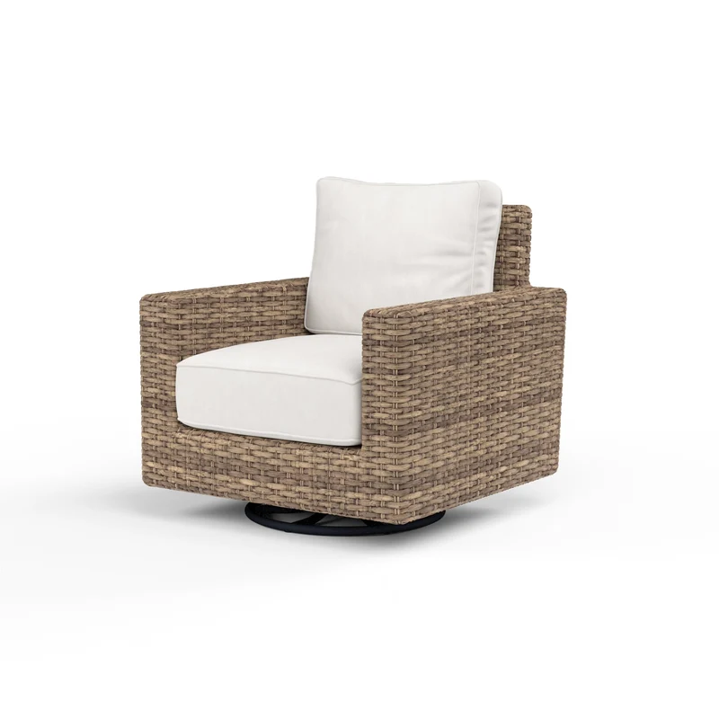 Sunset West - Havana Swivel Club Rocker in Canvas Flax w/ Self Welt - Tobacco - SW1701-21SR-FX-STKIT