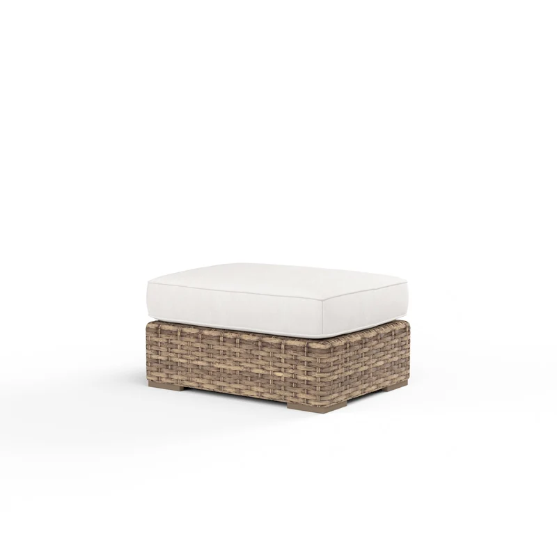 Sunset West - Havana Ottoman in Canvas Flax w/ Self Welt - Tobacco - SW1701-OTT-FLX-STKIT