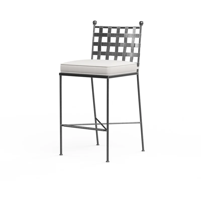 Sunset West - Provence Barstool in Canvas Flax w/ Self Welt - Pewter - SW3201-7B-FLAX-STKIT