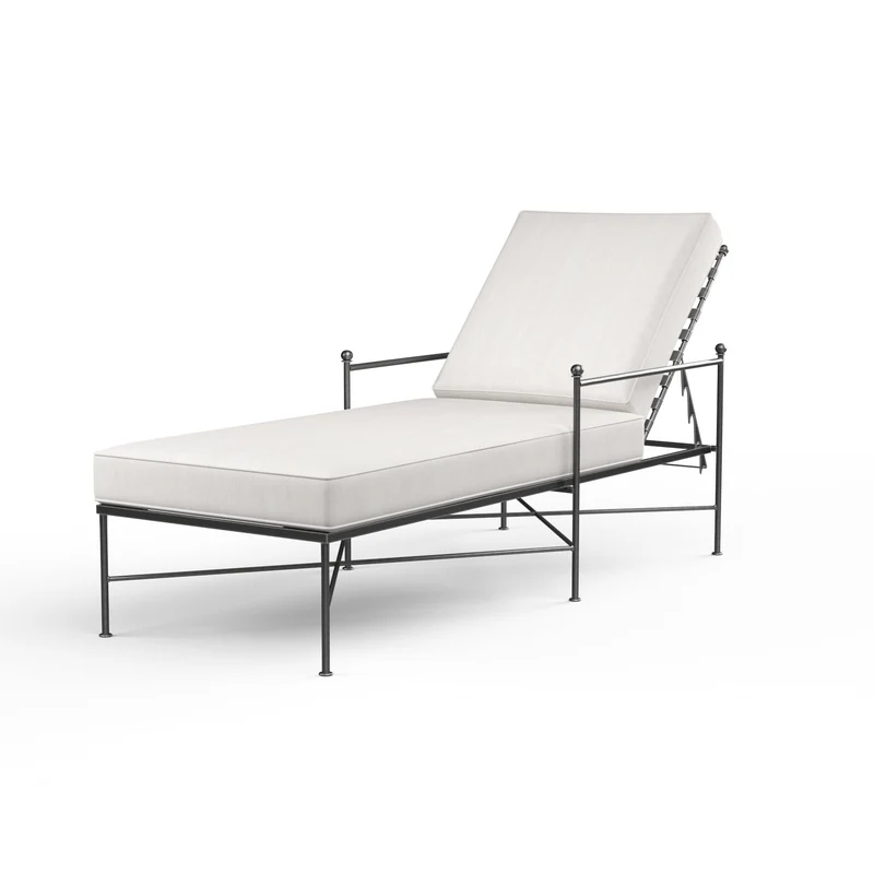 Sunset West - Provence Chaise Lounge in Canvas Flax w/ Self Welt - Pewter - SW3201-9-FLAX-STKIT