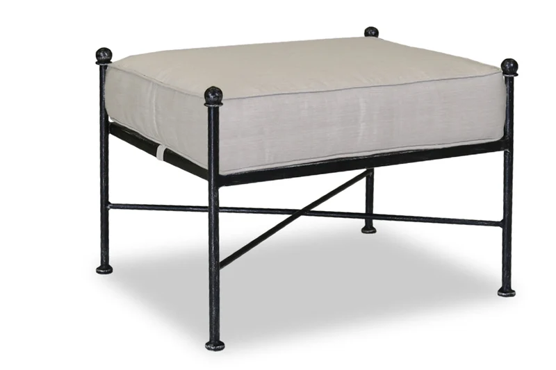 Sunset West - Provence Ottoman in Canvas Flax w/ Self Welt - Pewter - SW3201-OTT-FLX-STKIT