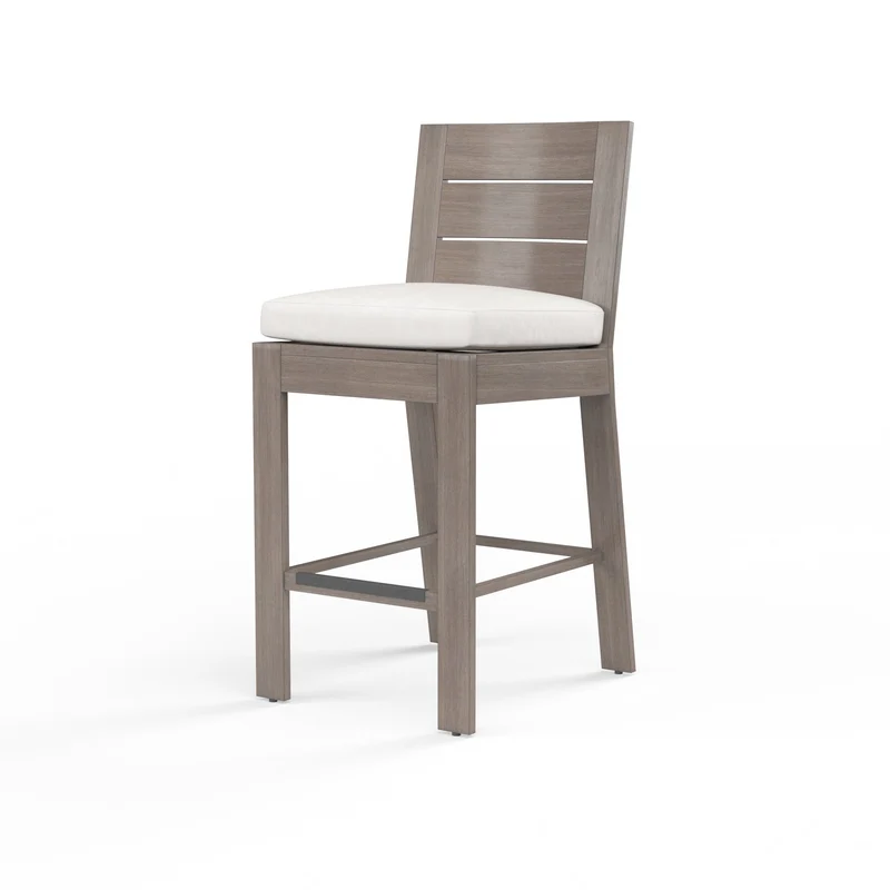 Sunset West - Laguna Counter Stool in Canvas Flax, No Welt - Driftwood - SW3501-7C-FLAX-STKIT