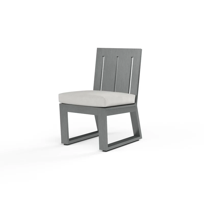 Sunset West - Redondo Armless Dining Chair in Cast Silver, No Welt - Slate - SW3801-1A-SLVR-STKIT