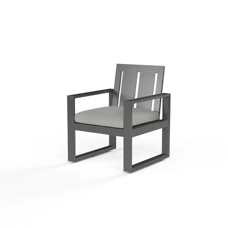 Sunset West - Redondo Dining Chair in Cast Silver, No Welt - Slate - SW3801-1-SLVR-STKIT