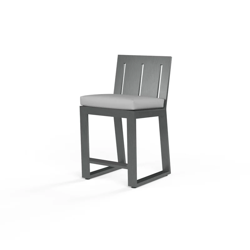 Sunset West - Redondo Barstool in Cast Silver, No Welt - Slate - SW3801-7B-SLVR-STKIT