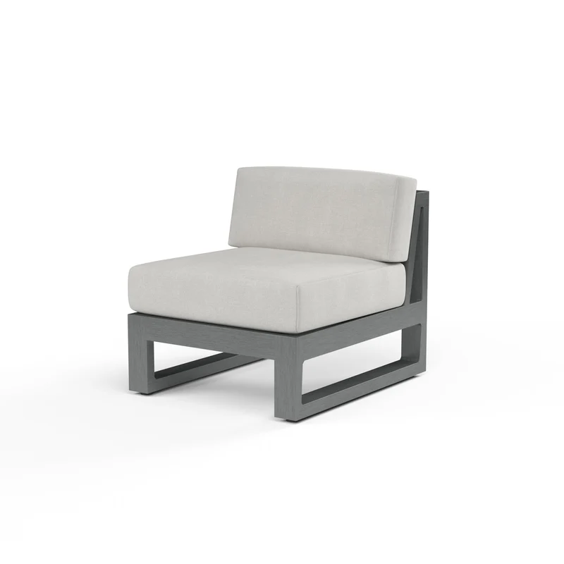 Sunset West - Redondo Armless Club in Cast Silver, No Welt - Slate - SW3801-AC-SLVR-STKIT