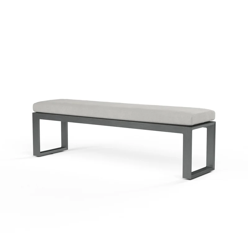 Sunset West - Redondo Dining Bench in Cast Silver, No Welt - Slate - SW3801-BNC-SLV-STKIT