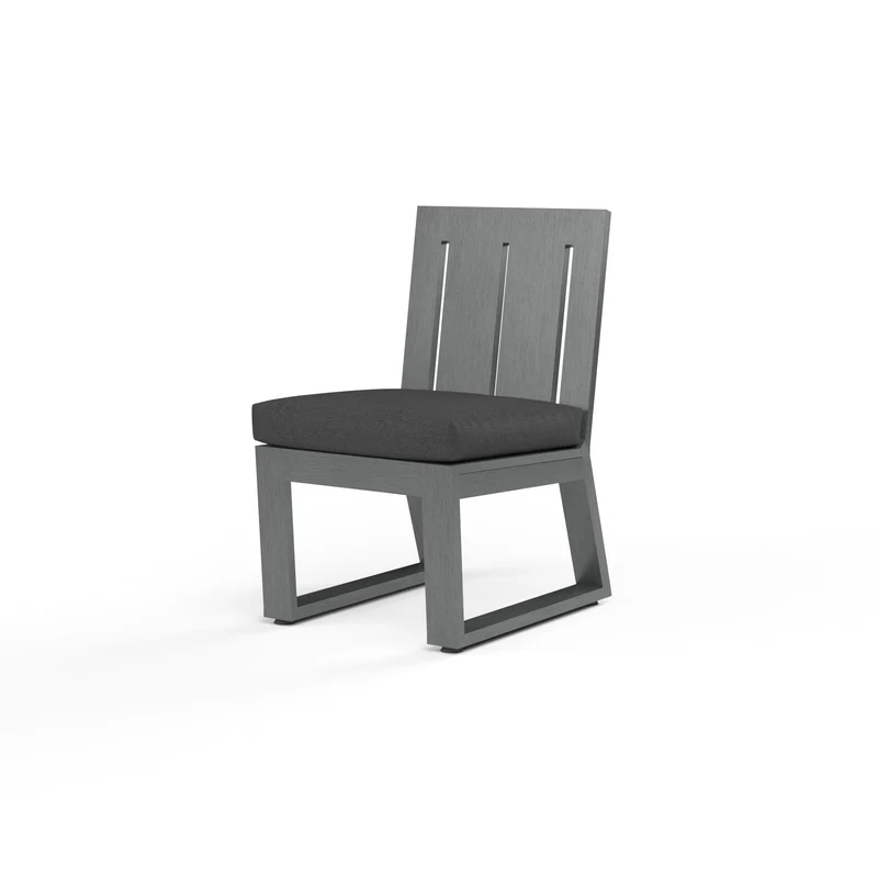 Sunset West - Redondo Armless Dining Chair w/ Sunbrella Fabric - Slate Finish - SW3801-1A Spectrum Carbon / 24.8" X 20" X 33.58"