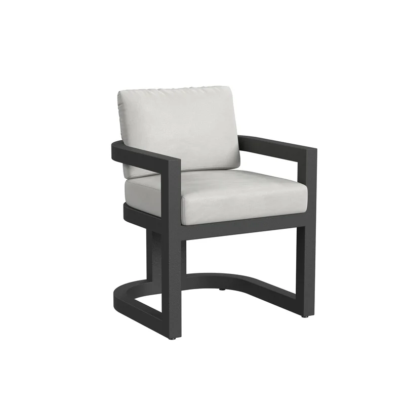 Sunset West - Malibu Dining Chair in Cast Silver, No Welt - Black Finish - SW7101-1-SLVR-STKIT Cast Silver / 26.42" X 25.39" X 26.97"