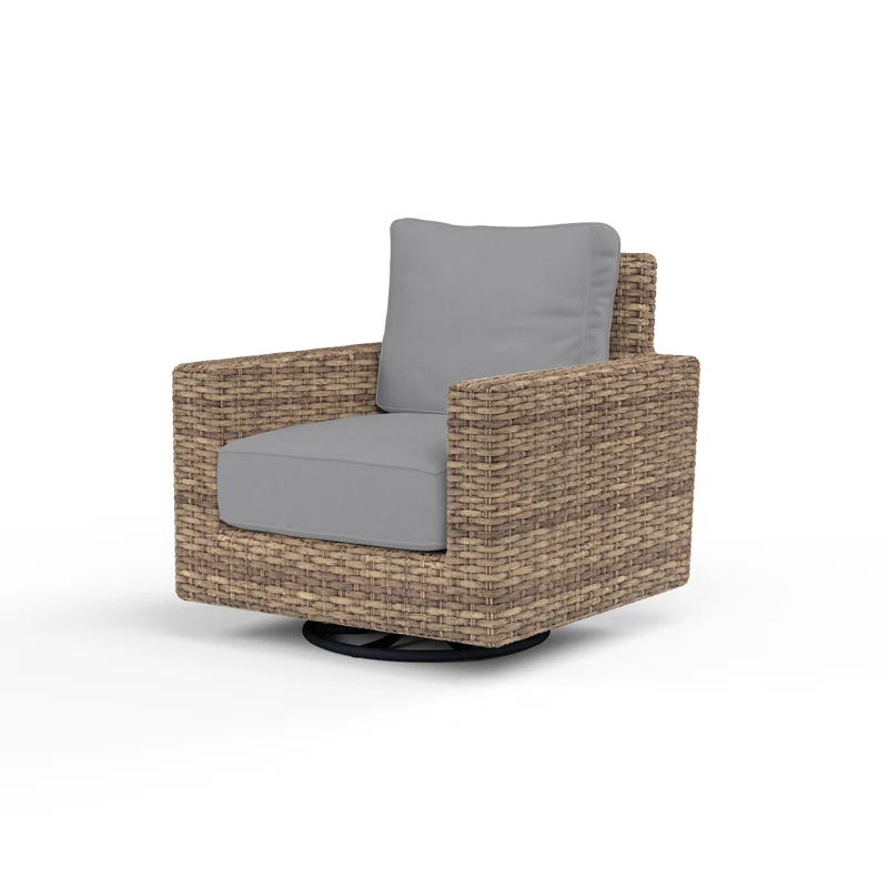Sunset West - Havana Swivel Club Rocker - Sunbrella Fabric w/ Welt - Tobacco Finish - SW1701-21SR Canvas Granite / 36" X 35.25" X 32.75"