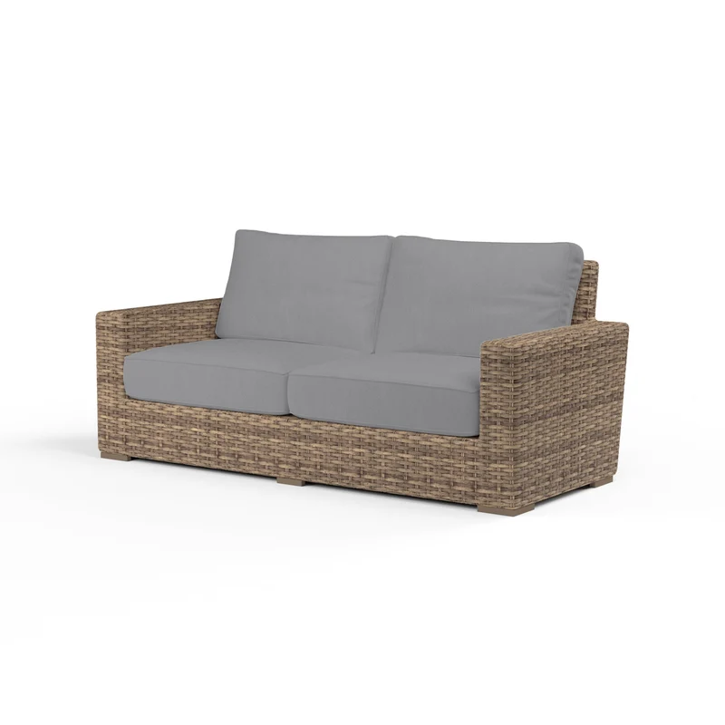 Sunset West - Havana Loveseat w/ Sunbrella Fabric - Tobacco Finish - SW1701-22 Canvas Granite / 36" x 75.75" x 32.75"