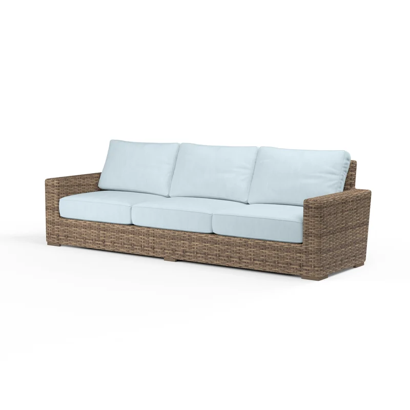 Sunset West - Havana Sofa w/ Sunbrella Fabric - Tobacco Finish - SW1701-23 Canvas Skyline / 36" X 107" X 32.75"