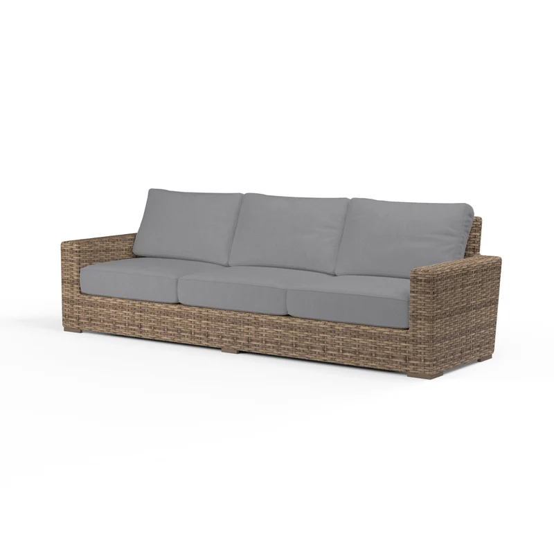 Sunset West - Havana Sofa w/ Sunbrella Fabric - Tobacco Finish - SW1701-23 Canvas Granite / 36" X 107" X 32.75"