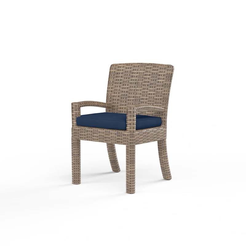 Sunset West - Havana Dining Chair w/ Sunbrella Fabric - Tobacco Finish - SW1701-1 Spectrum Indigo / 26.25" X 25" X 37"