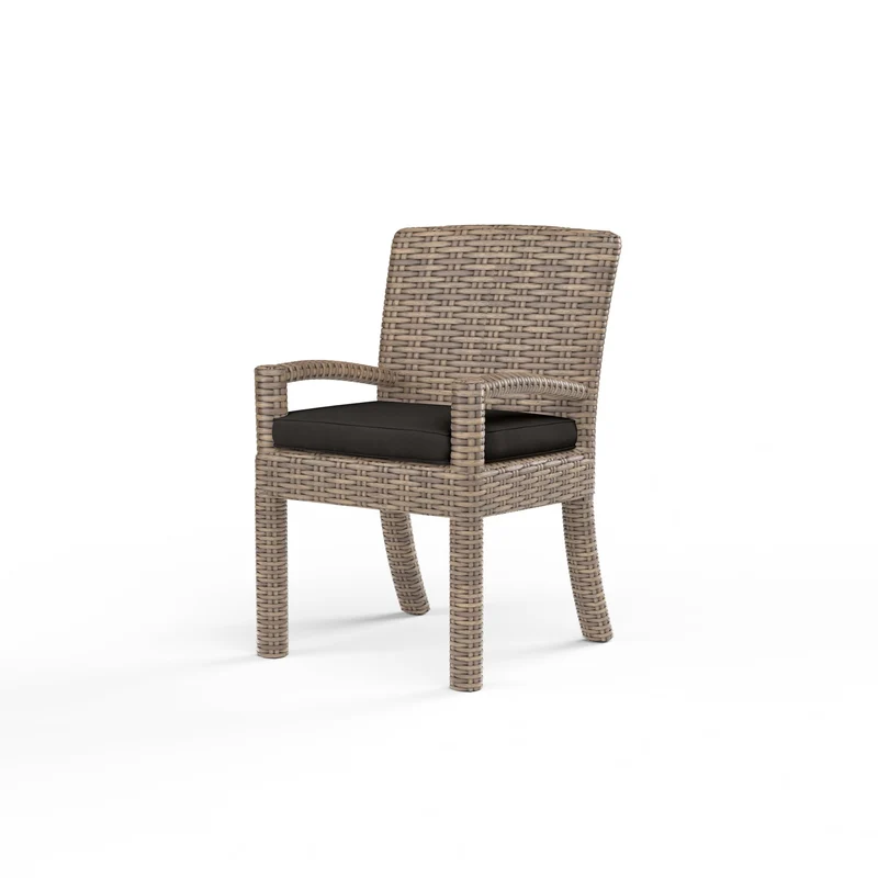 Sunset West - Havana Dining Chair w/ Sunbrella Fabric - Tobacco Finish - SW1701-1 Spectrum Carbon / 26.25" X 25" X 37"