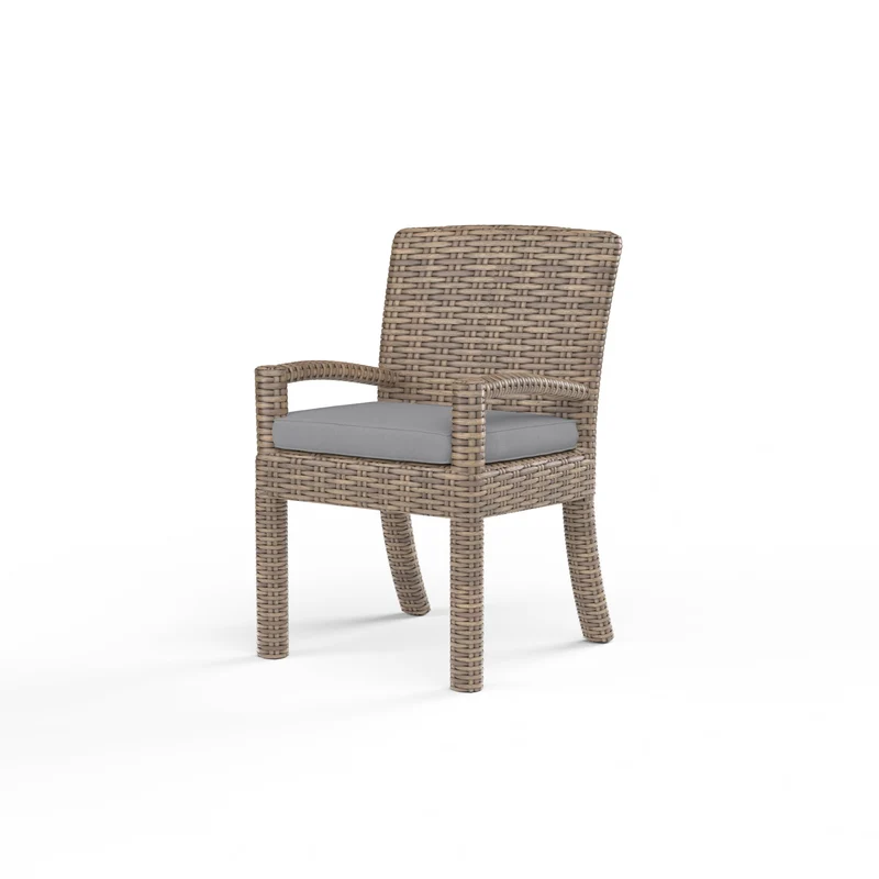 Sunset West - Havana Dining Chair w/ Sunbrella Fabric - Tobacco Finish - SW1701-1 Canvas Granite / 26.25" X 25" X 37"