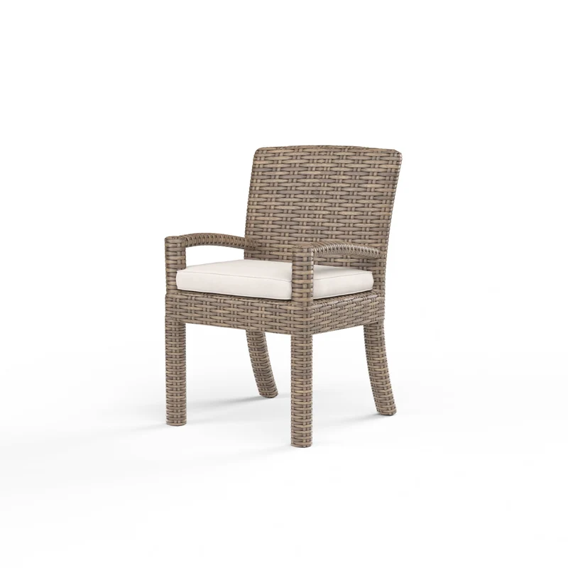Sunset West - Havana Dining Chair w/ Sunbrella Fabric - Tobacco Finish - SW1701-1 Canvas Natural / 26.25" X 25" X 37"