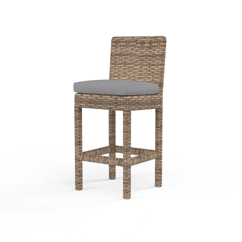 Sunset West - Havana Counter Stool w/ Sunbrella Fabric - Tobacco Finish - SW1701-7C Canvas Granite / 23.2" X 19" X 40.7"
