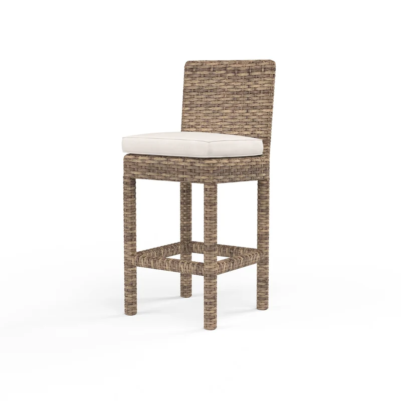 Sunset West - Havana Counter Stool w/ Sunbrella Fabric - Tobacco Finish - SW1701-7C Canvas Natural / 23.2" X 19" X 40.7"