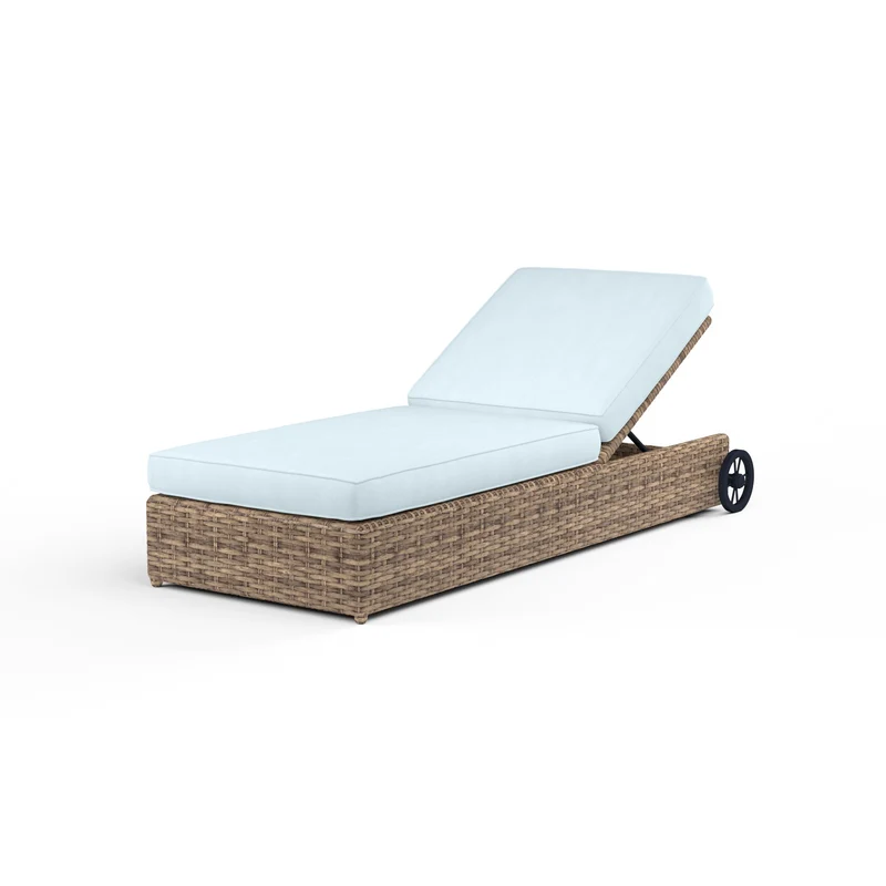 Sunset West - Havana Adjustable Chaise - Tobacco Finish - SW1701-9 Canvas Skyline / 33.3" X 81.5" X 10.62"