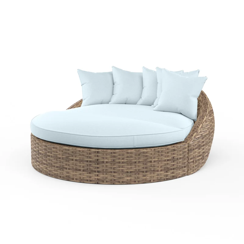 Sunset West - Havana Round Daybed - Tobacco Finish - SW1701-99 Canvas Skyline / 69.5" X 67" X 29"