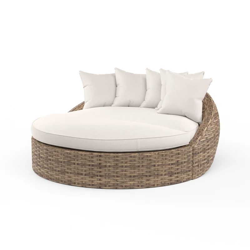 Sunset West - Havana Round Daybed - Tobacco Finish - SW1701-99 Canvas Natural / 69.5" X 67" X 29"