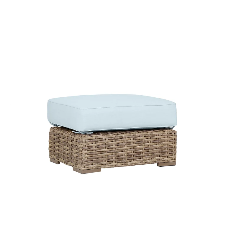 Sunset West - Havana Ottoman w/ Sunbrella Fabric - Tobacco Finish - SW1701-OTT Canvas Skyline / 23.6" X 31.5" X 10.6"