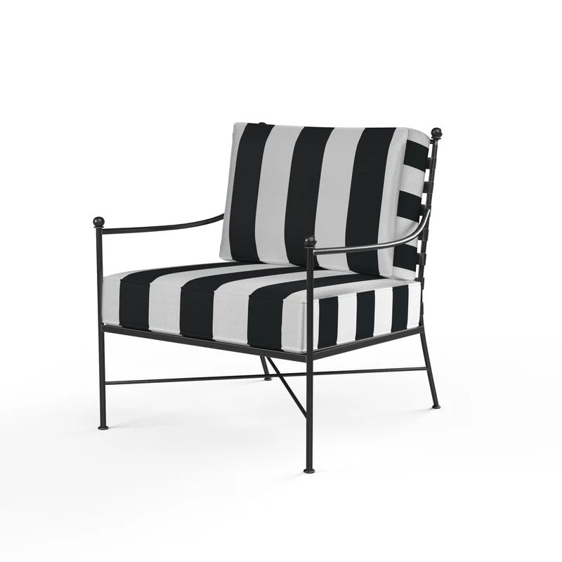 Sunset West - Provence Club Chair - Sunbrella Fabric w/ Welt - Pewter Finish - SW3201-21 Cabana Classic / 36.06" X 27.76" X 36.22"