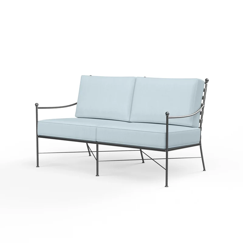 Sunset West - Provence Loveseat w/ Sunbrella Fabric - Pewter Finish - SW3201-22 Canvas Skyline / 36.06" X 51.77" X 36.22"