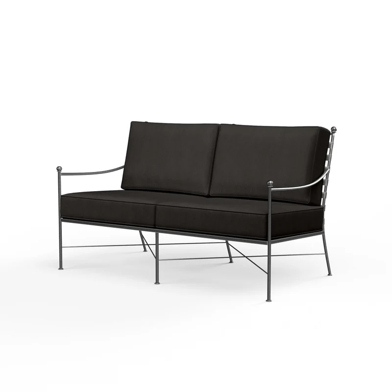 Sunset West - Provence Loveseat w/ Sunbrella Fabric - Pewter Finish - SW3201-22 Spectrum Carbon / 36.06" X 51.77" X 36.22"