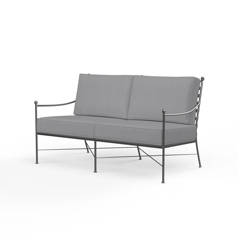 Sunset West - Provence Loveseat w/ Sunbrella Fabric - Pewter Finish - SW3201-22 Canvas Granite / 36.06" X 51.77" X 36.22"