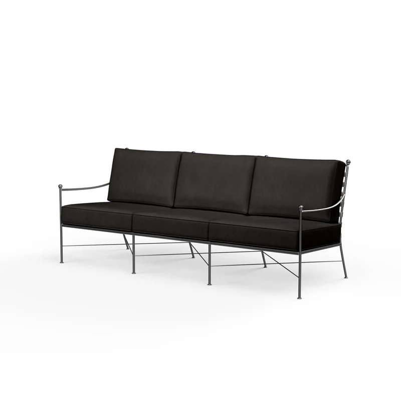 Sunset West - Provence Sofa w/ Sunbrella Fabric - Pewter Finish - SW3201-23 Spectrum Carbon / 36.06" X 76.14" X 36.22"