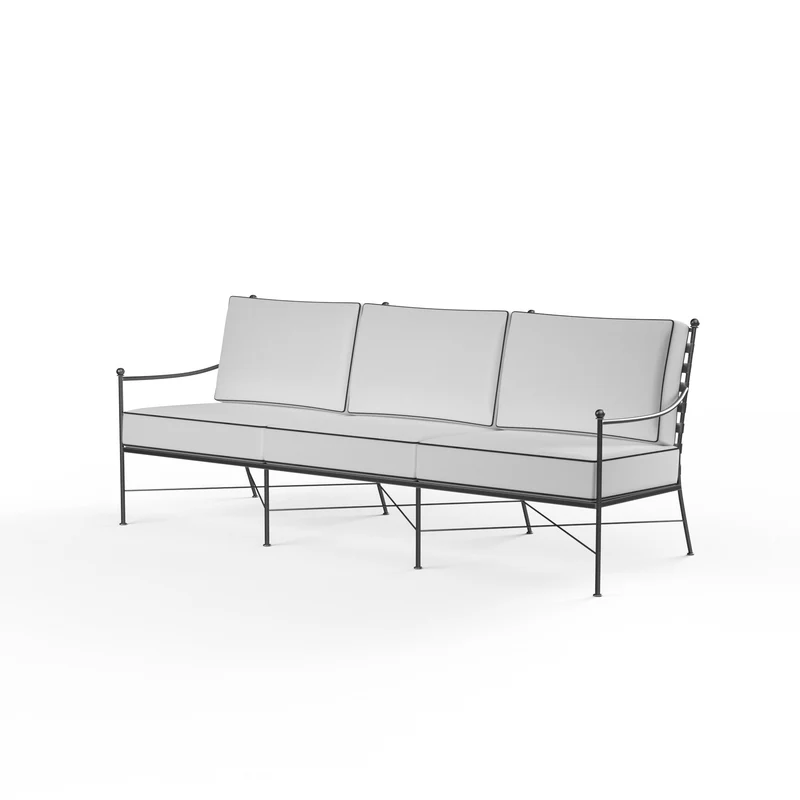 Sunset West - Provence Sofa w/ Sunbrella Fabric - Pewter Finish - SW3201-23 Canvas Natural / 36.06" X 76.14" X 36.22"