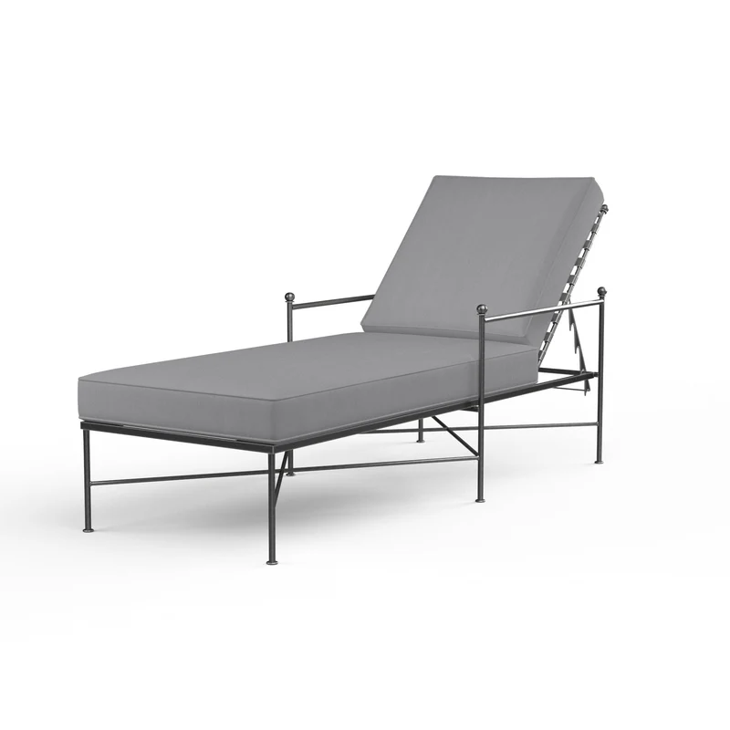 Sunset West - Provence Chaise Lounge - Pewter Finish - SW3201-9 Canvas Granite / 79.33" X 26.1" X 41.93"
