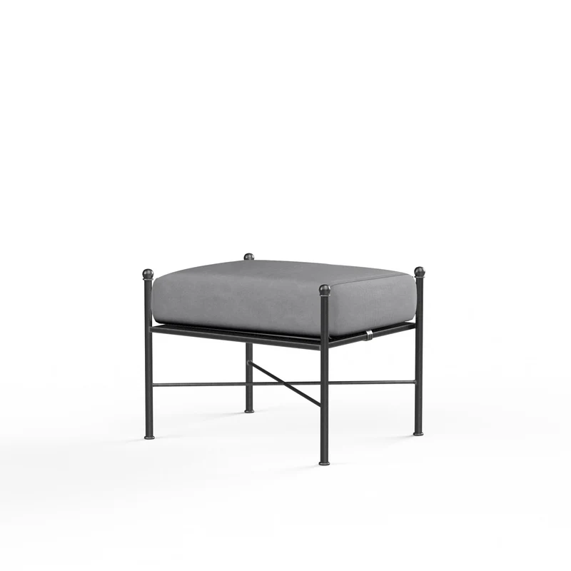 Sunset West - Provence Ottoman w/ Sunbrella Fabric - Pewter Finish - SW3201-OTT Canvas Granite / 20.67" X 25.98" X 19.09"